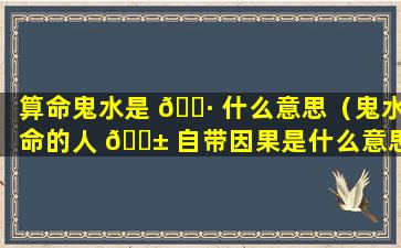 算命鬼水是 🕷 什么意思（鬼水命的人 🐱 自带因果是什么意思）